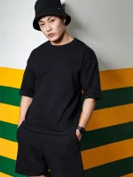 Men’s Black Cotton Co-ord Set