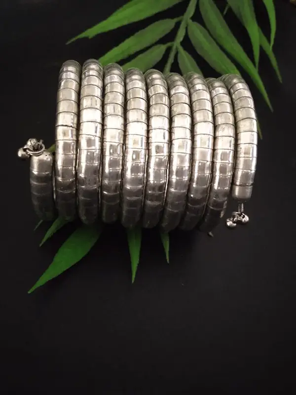 Ethnic Tribal Spiral Silver Bracelet For Women