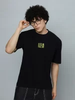 Men's black T-shirt with printed design