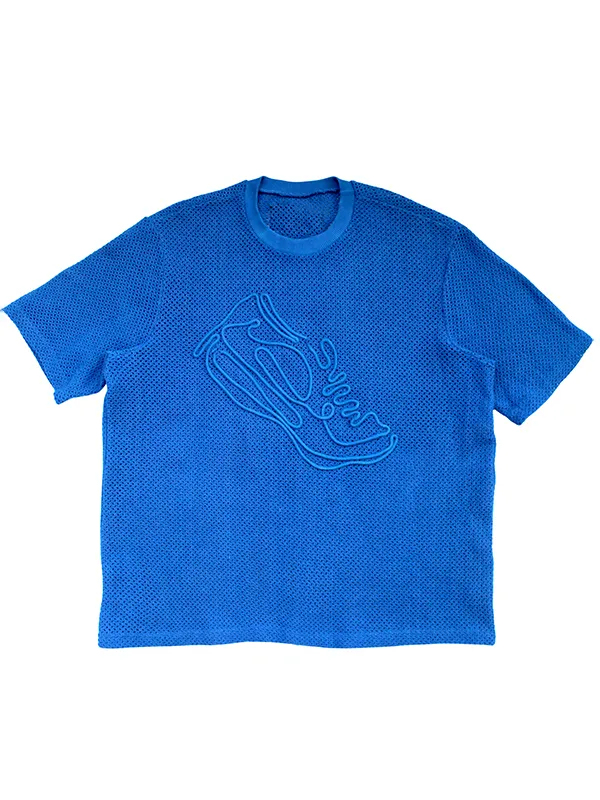 Oversized T-Shirt Featuring Sneaker Rope Embroidery