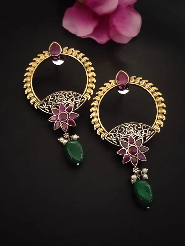 Exquisite Floral Ruby Earrings for Women