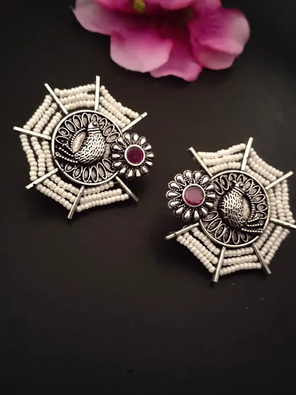 Ethnic Pearl Chidiya Studs Earrings