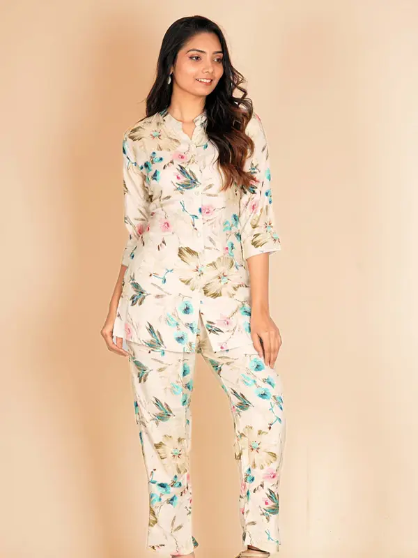 Etalica Maslin Off White Co-ord Set For Women