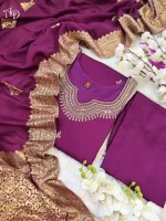 Purple Chanderi Suit Set