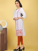 Chitra Regular Fit Trendy Cotton White Kurtis for Women