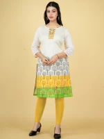 Karuna Bottom Printed With Embroidered Yoke Kurti.