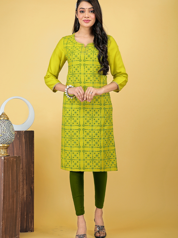 Lila Regular Fit Elegant Lime Kurtis For Women