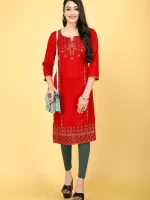 Ranga Regular Fit Ethnic Magenta Kurtis For Women