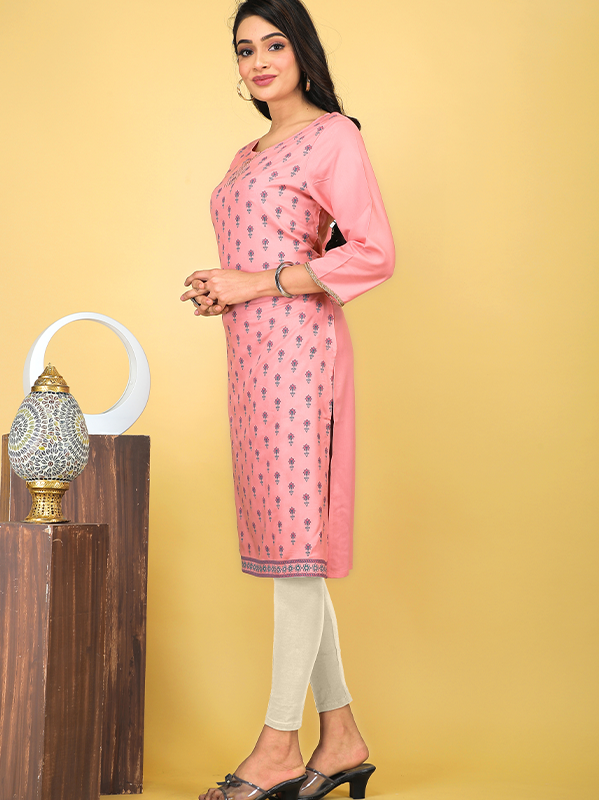 Sudevi Regular Fit Stylish Peach Kurtis For Women