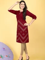 Sudha Regular Fit Elegant Maroon Kurtis For Women