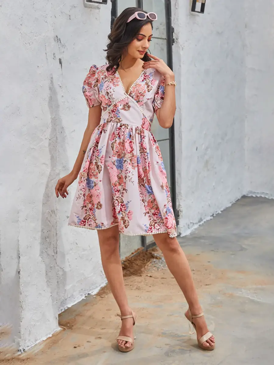 Evermore Short Dress - Floral Fiesta