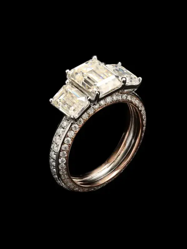 Emerald Cut Moissanite Ring