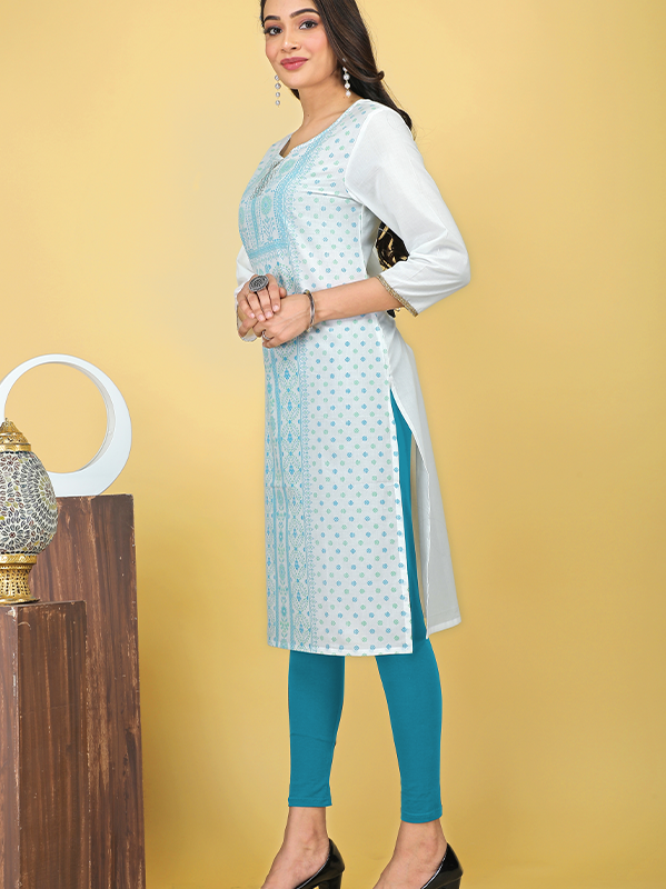 Vishaka Regular Fit Ethnic White Kurtis For Women