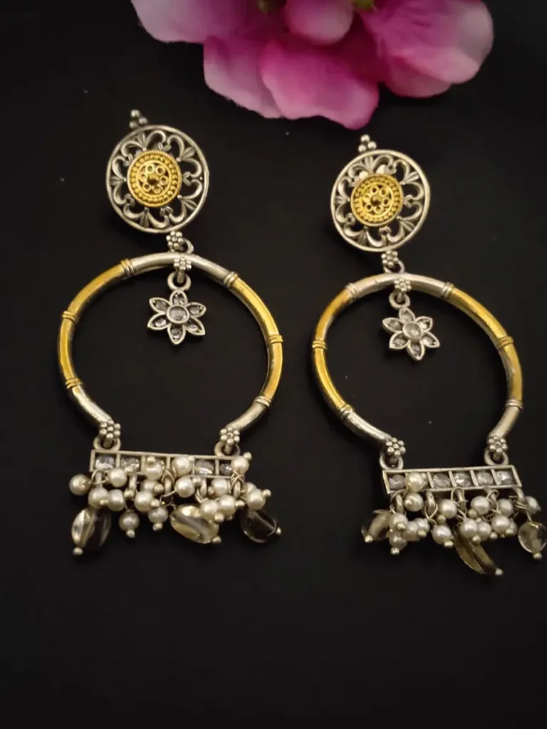 Ethnic White Chandbali Earrings For Women