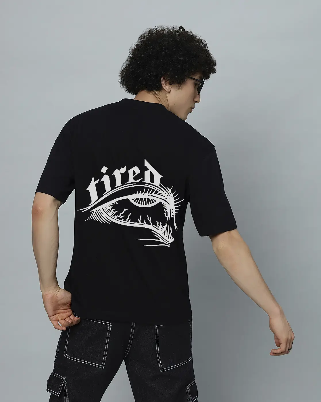 Printed Black mens t-shirt with a brand logo printed on the back and front.