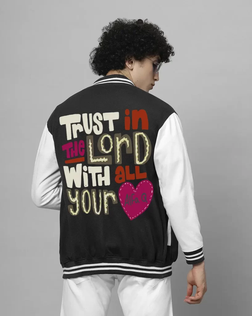 Printed varsity jacket for men