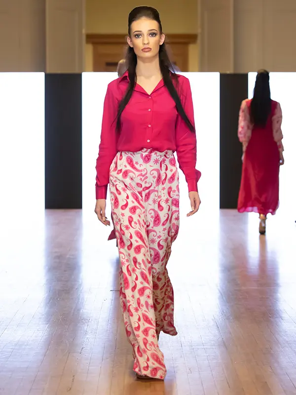 Printed Pink Trousers with Pink Shirt