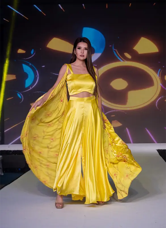 Yellow Satin Palazzo Set