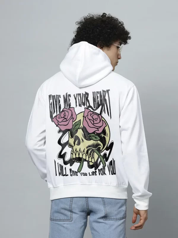 Give Me Your Heart Cotton Blend White Hoodie