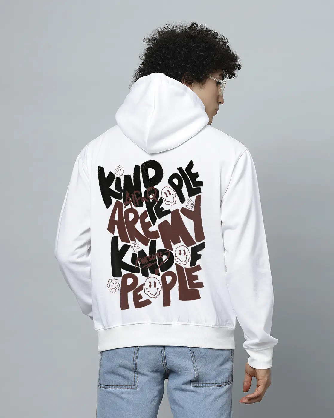 Kind People Are My People White Printed hoodie