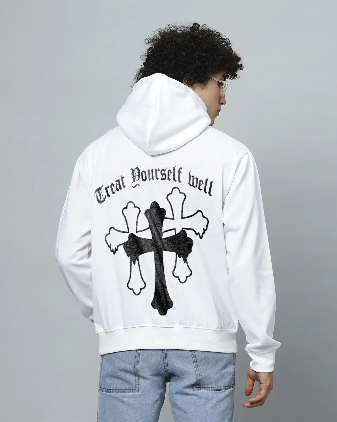 Treat Yourself Well Hoodie - Cotton White Blend