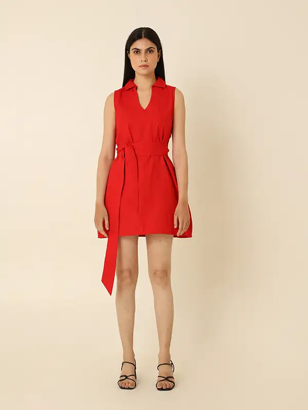 Red color dress for women