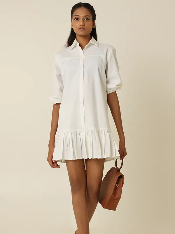 white color shirt dress for women