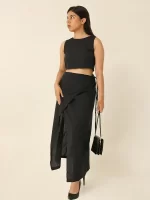 black color skirt and crop top for women