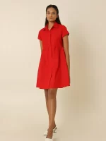 Red color dress for women