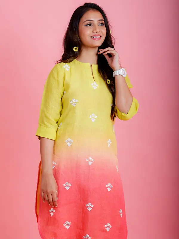 Bonfire Lemon to Rust Kurta Pant