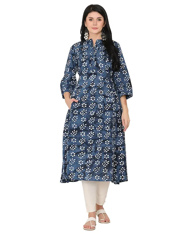 Raas Batik Blue A-Line Dress