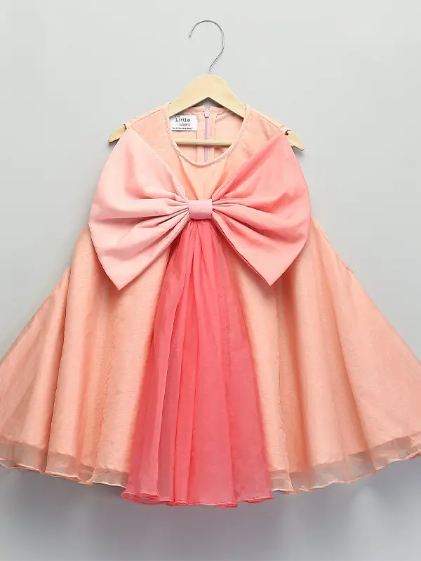 Peach Double Shaded Bow Dress