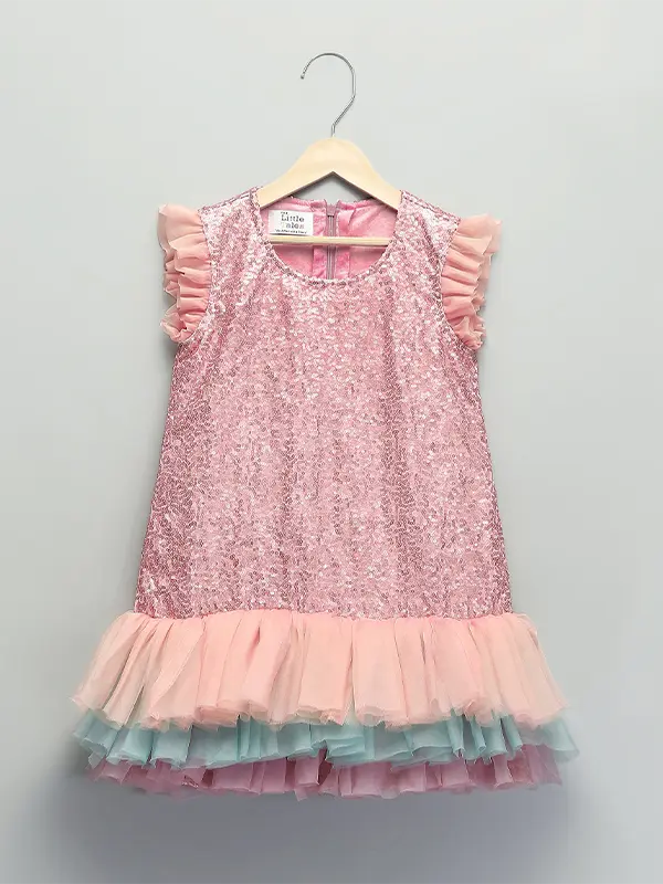 Pink Multi Layered Ruffled Dress