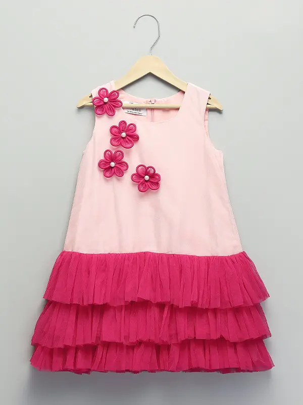 Pink 3D Flower Dress