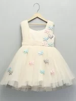 Off White Net 3D Butterfly Dress