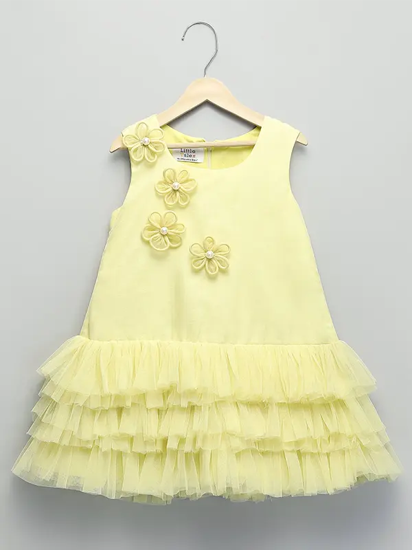 Yellow 3D Flower Dress