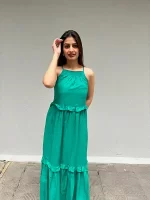 Sea Green Tier Dress For Women