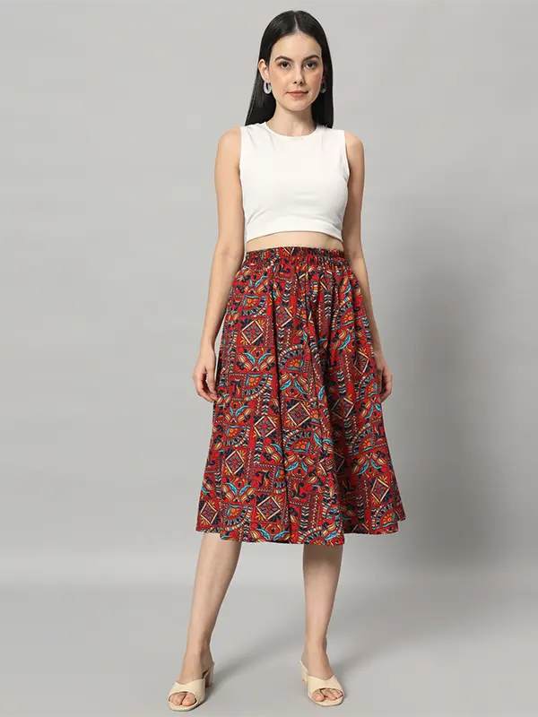 maroon color skirt for women