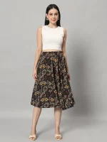 printed black skirt for women