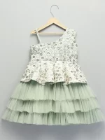 Green Embroidery Peplum Dress