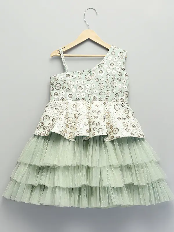 Green Embroidery Peplum Dress