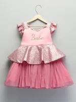 Pink Sequins Barbie Peplum Dress