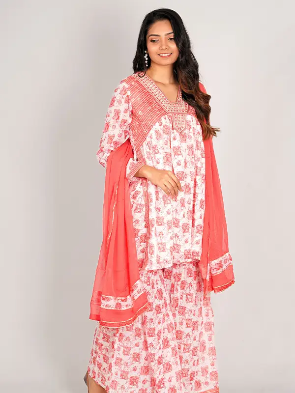 Cotton Printed Sharara Suit Set