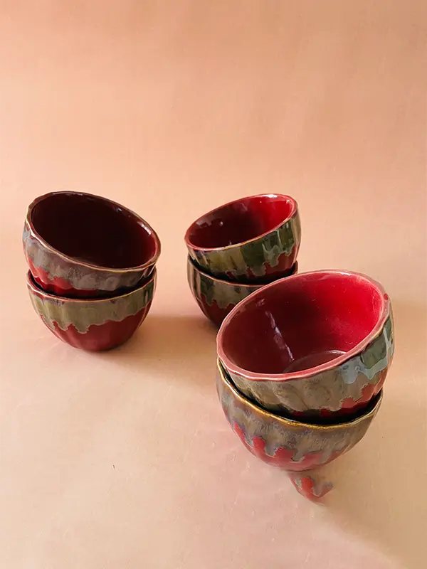 Red Snack Bowls pack of six