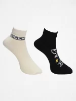 black and white printed women socks pack of two