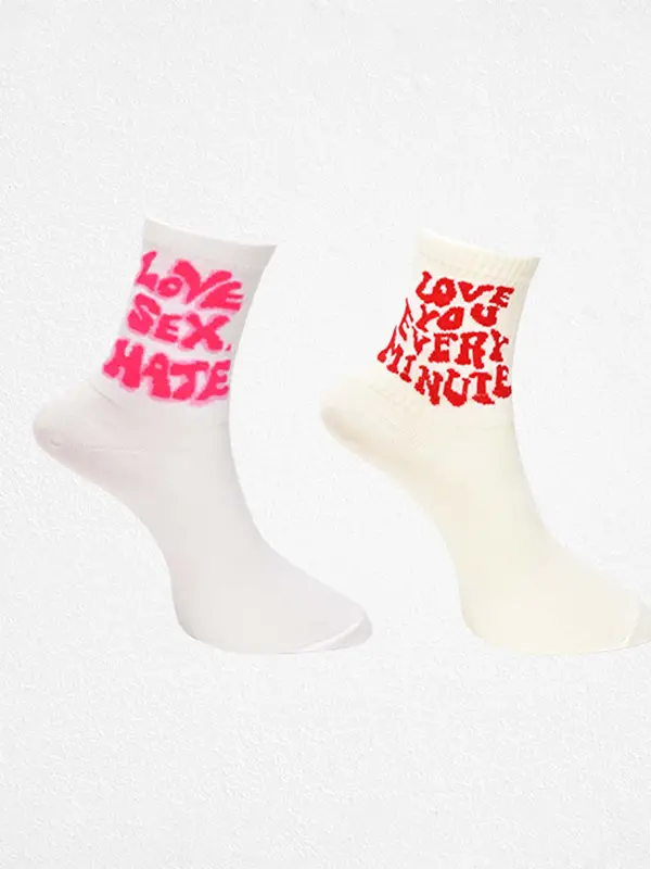 white printed socks for men