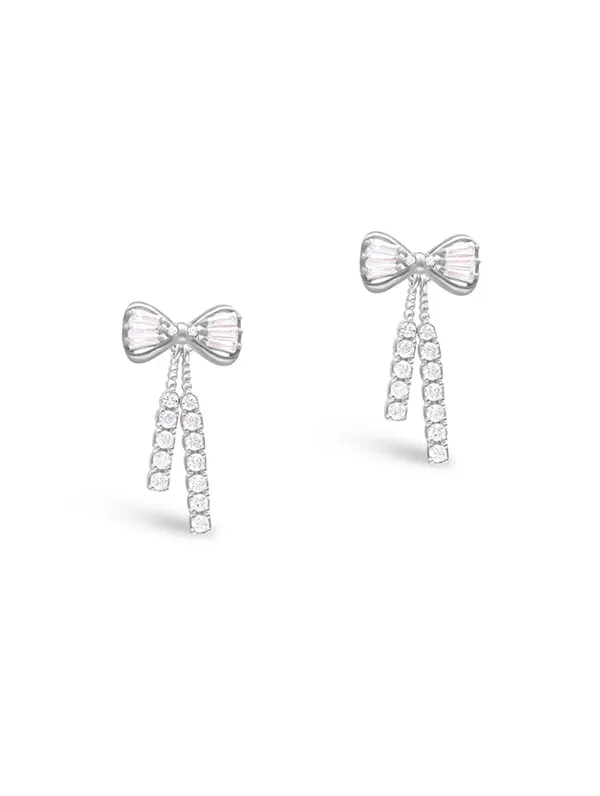 Silver Bow Earrings