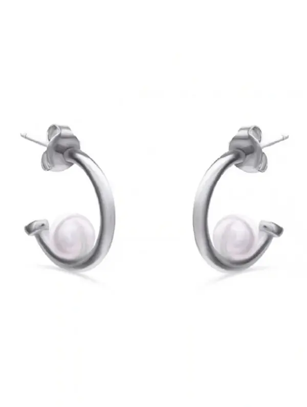 Curved Shape Pearl Earrings