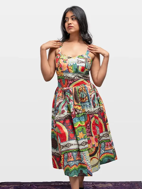 Malar Jaipur Screen Print Quirky Dress