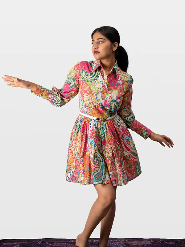 Mura Vibrant Jaipur Screen Print Dress For Women